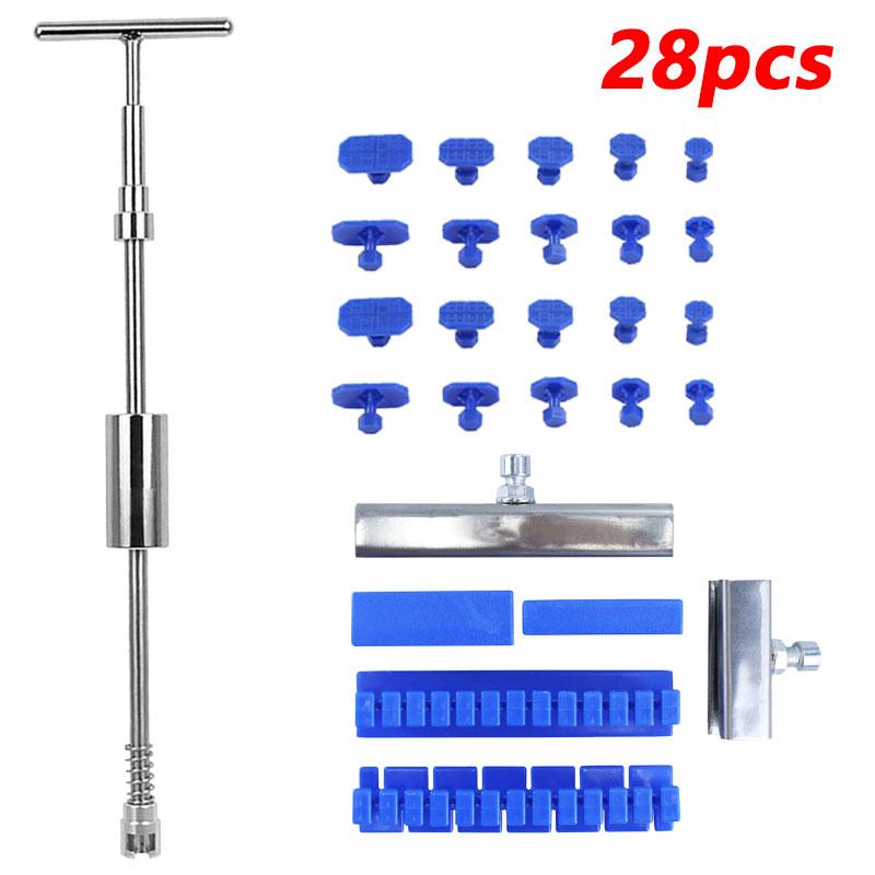 Set de instrumente pentru repararea urmei de caroserie a mașinii cu ciocan de glisare, bară în T, extractor de urme, mecanic cu ventuză pentru dispozitivul de îndepărtare a urmei de grindină