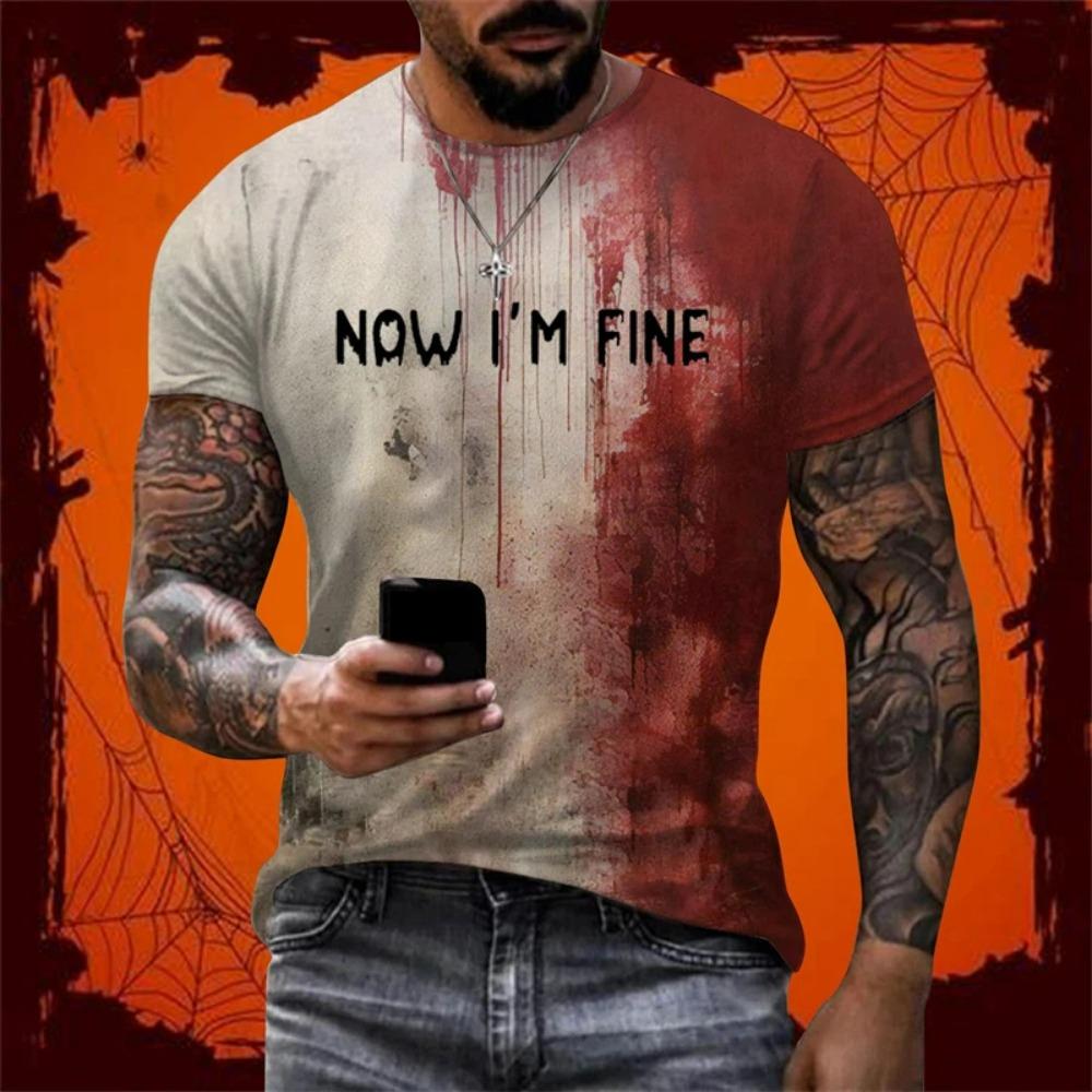 Funny Holiday Party T Shirt For Men Blood Design Graphic T Shirts Cosplay Bloody Female Tee Horror T-shirt