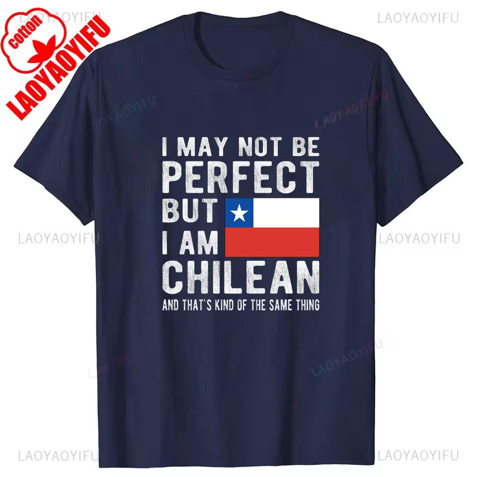 Chile Flagge Stolzer Chilene Aufdruck T-Shirt Herren Damen Baumwolle Humor Streetwear T-Shirt Kurze Ärmel Unisex Locker Kleidung Herren