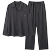 Men's Spring & Autumn Long-Sleeved Cotton Cardigan Pajama Set with Pants