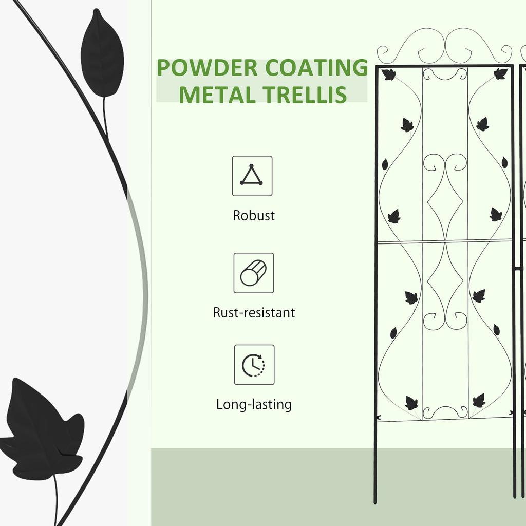 Metal Trellis Set of 2, Garden Trellis for Climbing Plants Support Frames, Leaf Design