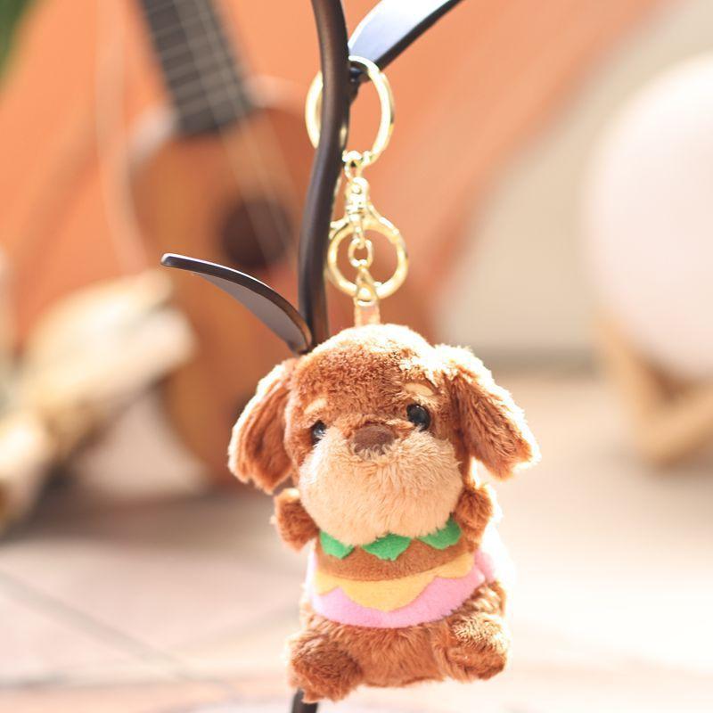 Plush Dog Keychain With Soft Short Pile Fur For Bag Decoration And Gift Ideas