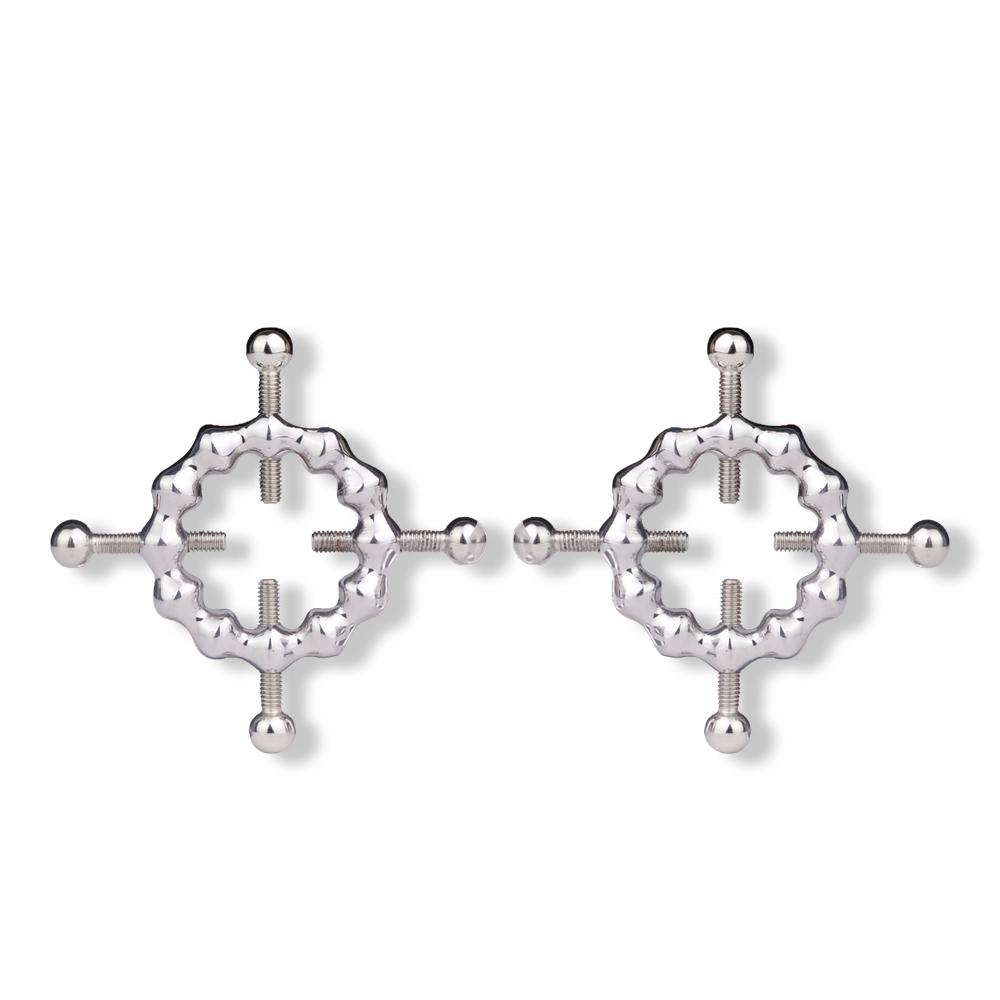 FRRK Nipple Clamps Rounded Special Nipple Leather Bondage Chain Clips Breast Nipple Clamp Stimulation for Women SM Toy, Faak Toy