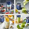 JOYBLISS Multifunksjonell 2 Kopper Bærbar Fruktjuicer Blender 6 Blader Juicemikser Mini Isblender USB-lading Trådløs Juicepresse