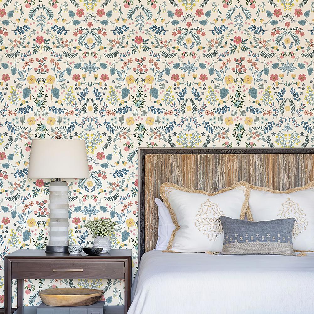 Blue And Pink Crush Floral Wallpaper Self-adhesive Flower Peel And Stick Contact Paper Elegant Waterproof PVC Wallpaper