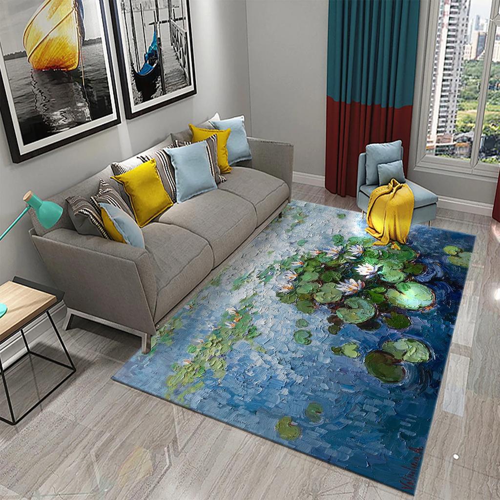 3D Water Lily Abstract Oil Painting Carpet for Bathroom Kitchen Anti-slip Doormat Rug Carpet Bedroom Living Room Decor Floor Rug