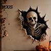 Festive Room Wall Accents 3D Break-in Halloween Sticker, Realistic Haunted House Decal, Removable Horror Theme Photo Background PVC Mural