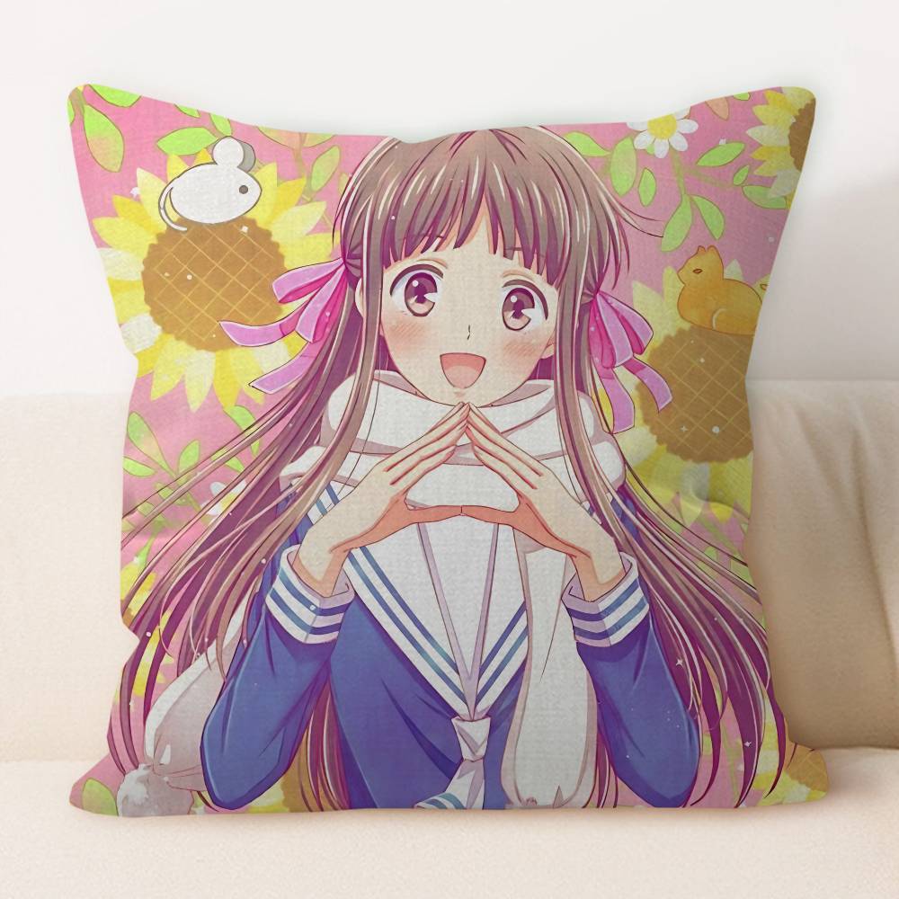 F-Fruits Basket Anime Pillowcase 45x45cm Cute Pillowcase Living Room Sofa Cushion Cover Bedroom Home Decoration Children's Gift