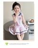 Girl Rabbit Police Officer Knitted Pleated Skirt Summer 2026 New Item Baby Girl Flying Sleeve Navy Collar Summer Dress Princess Skirt