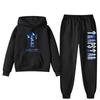 Womens Winter Casual Hooded Sweatshirt Pants Set With Print Loose Fit Streetwear