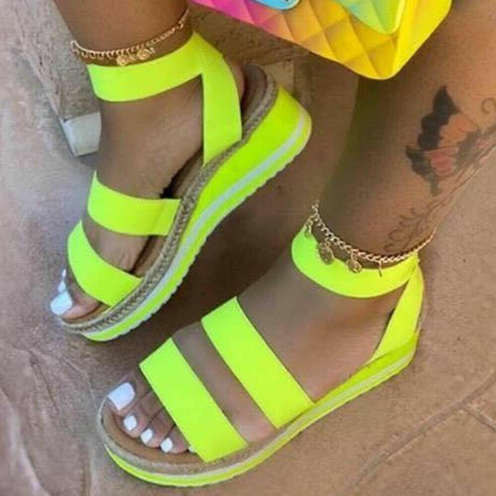 Sommer Dame Party Sandaler Plattformhæler Kryssrem Peep Toe Strand Damesko