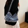 Borsa a tracolla grande da donna, in denim vintage, da pendolare, con tracolla a spalla