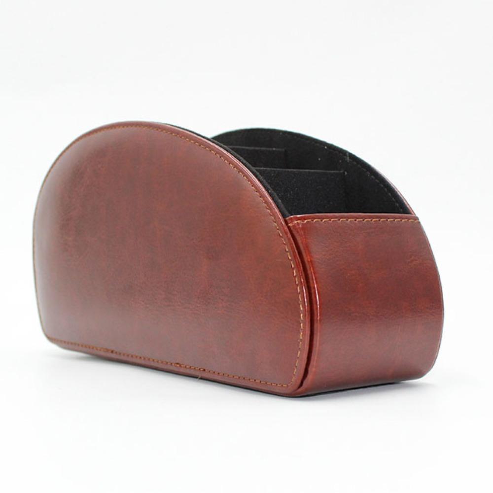 High Quality 5 Grid Remote Control Holder Multipurpose PU Leather Cosmetics Brush Storage Holder Stationery Organizer Case