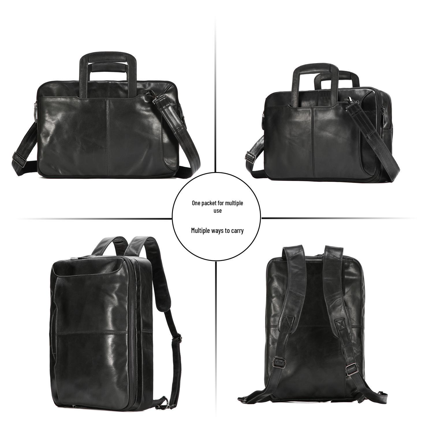 

Convertible Genuine Leather Travel Bag with Hidden Straps, Expandable Large Capacity, Multifunctional for Casual Use