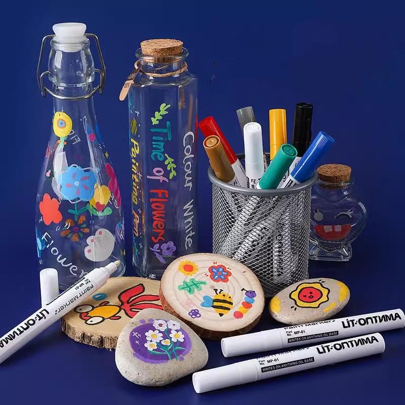 12 Colors Paint Pens,Waterproof Marker Fiber Nib,Drawing,DIY,Graffiti,Car Tire,Industrial Marking,Colorful Touch-Up Paint Marker