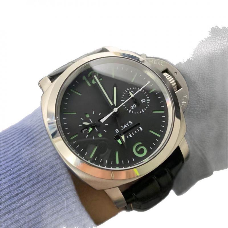 Herren Multifunktions-Automatik-Uhr mit Lederarmband