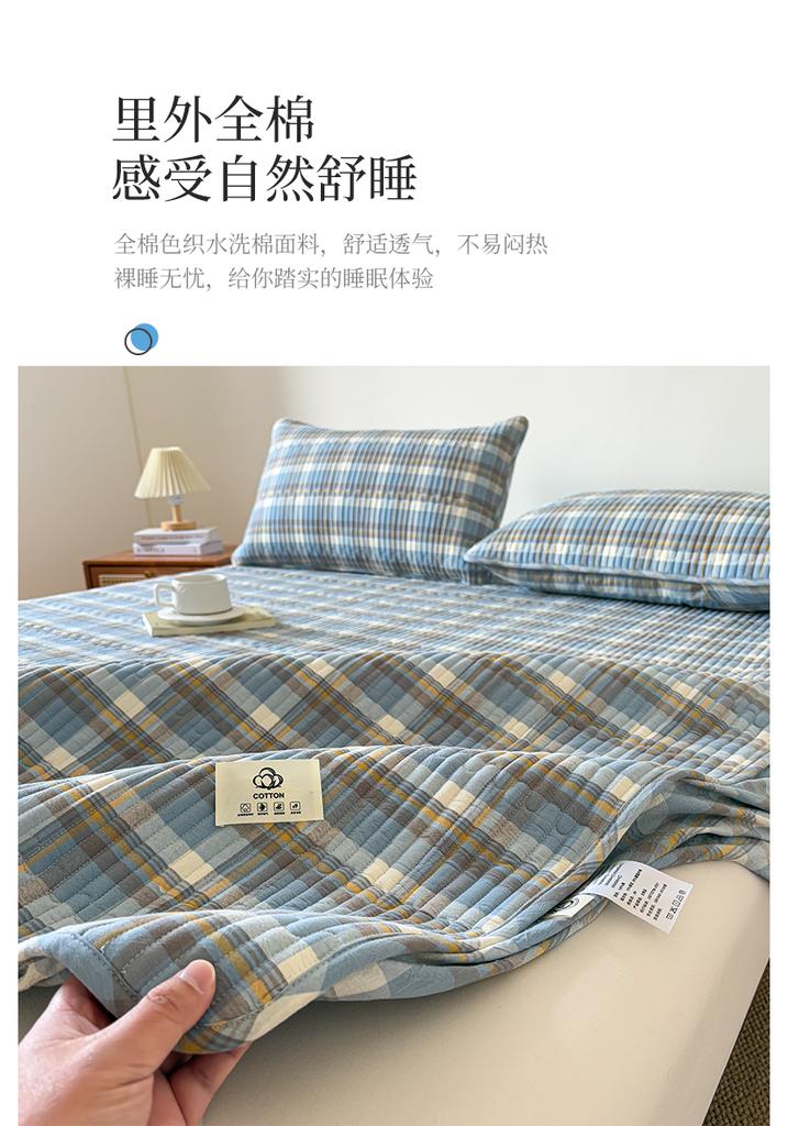 Sleeping grid all cotton color woven washed cotton grid sandwiched cotton bedding sheet