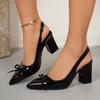Women High Heels Sandals Comfortable Light Luxury Pointed Toe Sandals French Style Slip-On Shoes Fashionable Spring Shoes Women