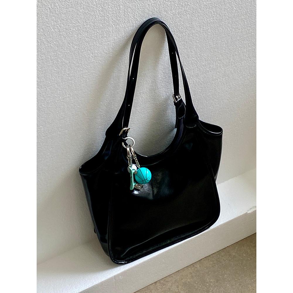 IELGY Retro All-Match Commuter Tote Bag Large Capacity Black Portable One Shoulder