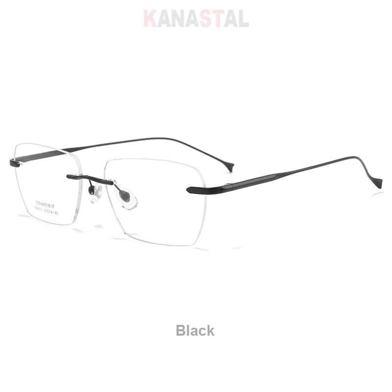 Men Rimless Prescription Glasses Myopia Reading Eyewear Women Blue Light Blocking Lenses Computer Pure Titanium Eyeglasses Frame