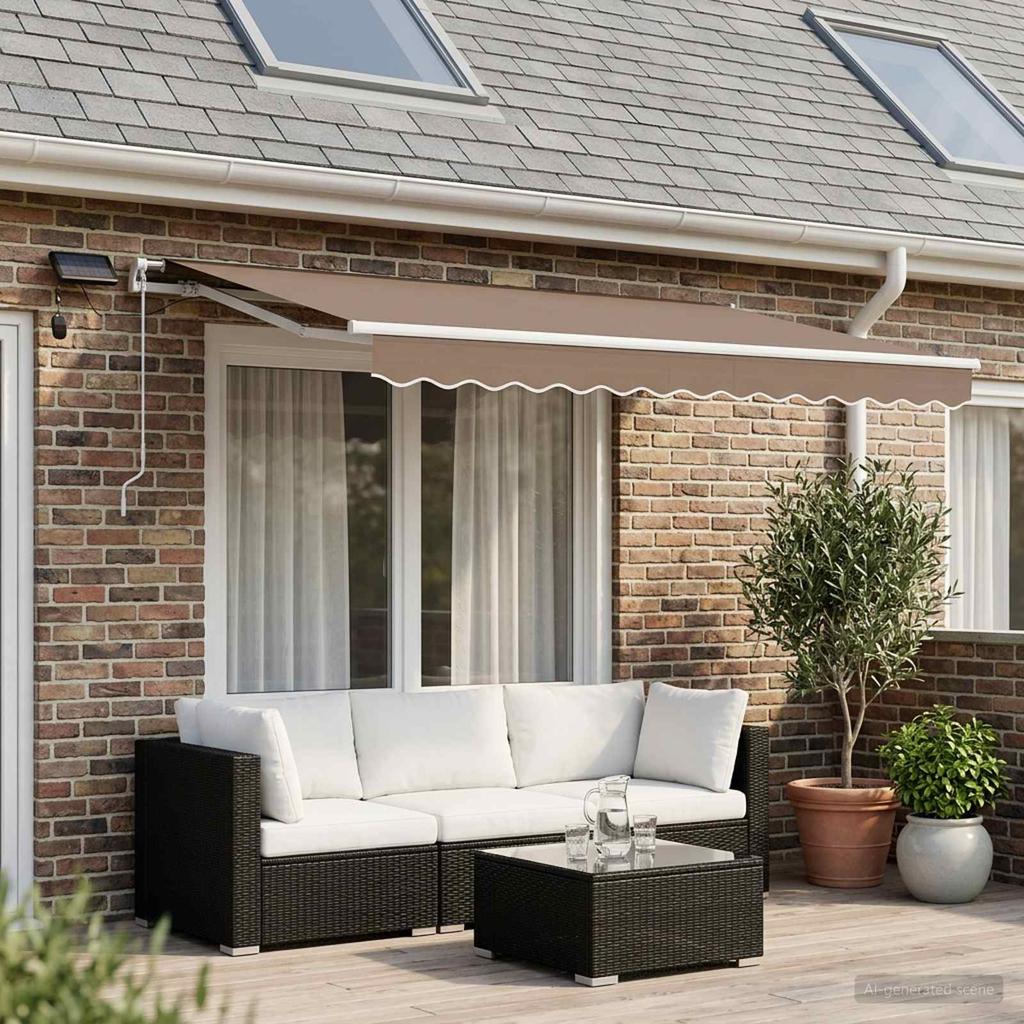 Retractable Awning Taupe 300 X 250 Cm Fabric and Aluminum