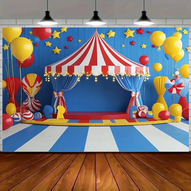 1 set of festival carnival background fabric, colorful balloons and star-themed - energetic circus-themed decorations