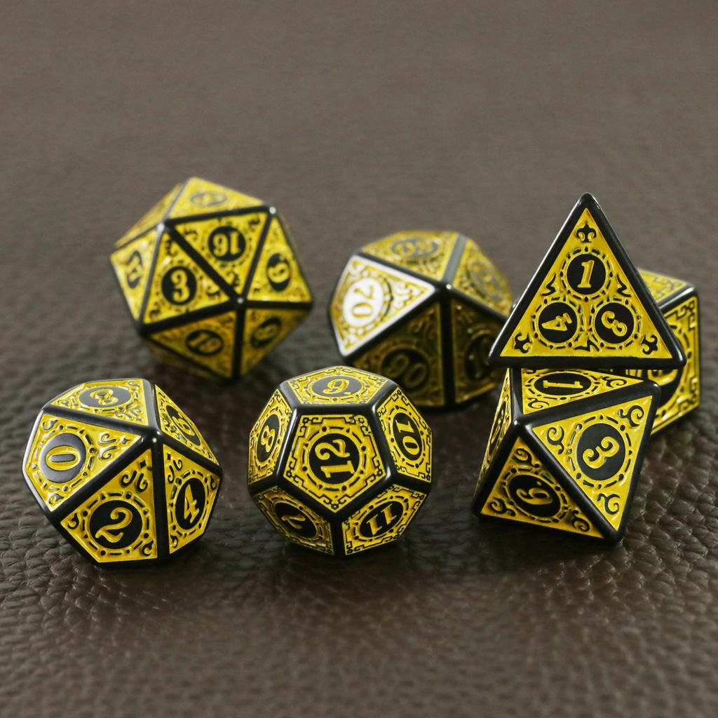 7-piece Set of Complex Antique Style Patterns, Multi-faceted Digital Board Games, Collectible Games, Dice