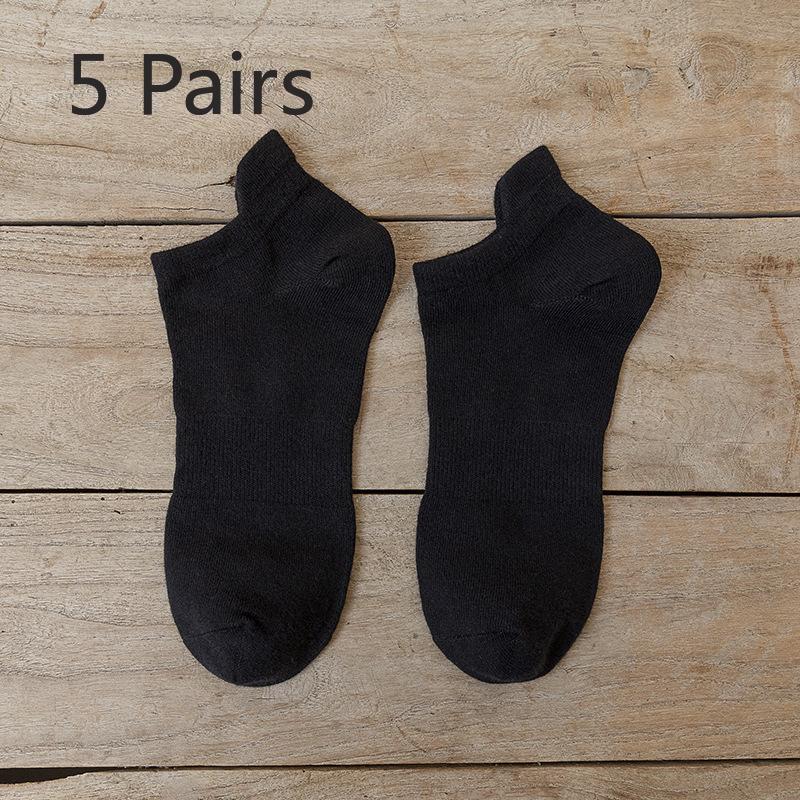 

5 Pairs of Men s Short Socks, Pure Cotton, Men s Raised Ears, Breathable, Odorless, Short Top, Low Top, Light Mouth, Solid Color Boat Socks, Trendy 5 Pairs чорний
