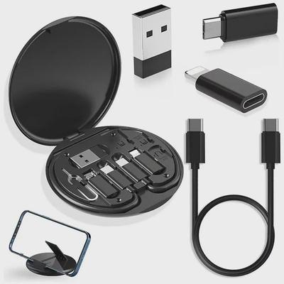 1 PAKET Çok Fonksiyonlu 60W USB Veri Kablosu Hızlı Şarj Hattı Saklama Kutusu Mini Dijital Elektronik Gadget Düzenleyici Kart Çıkarma İğnesi Seti