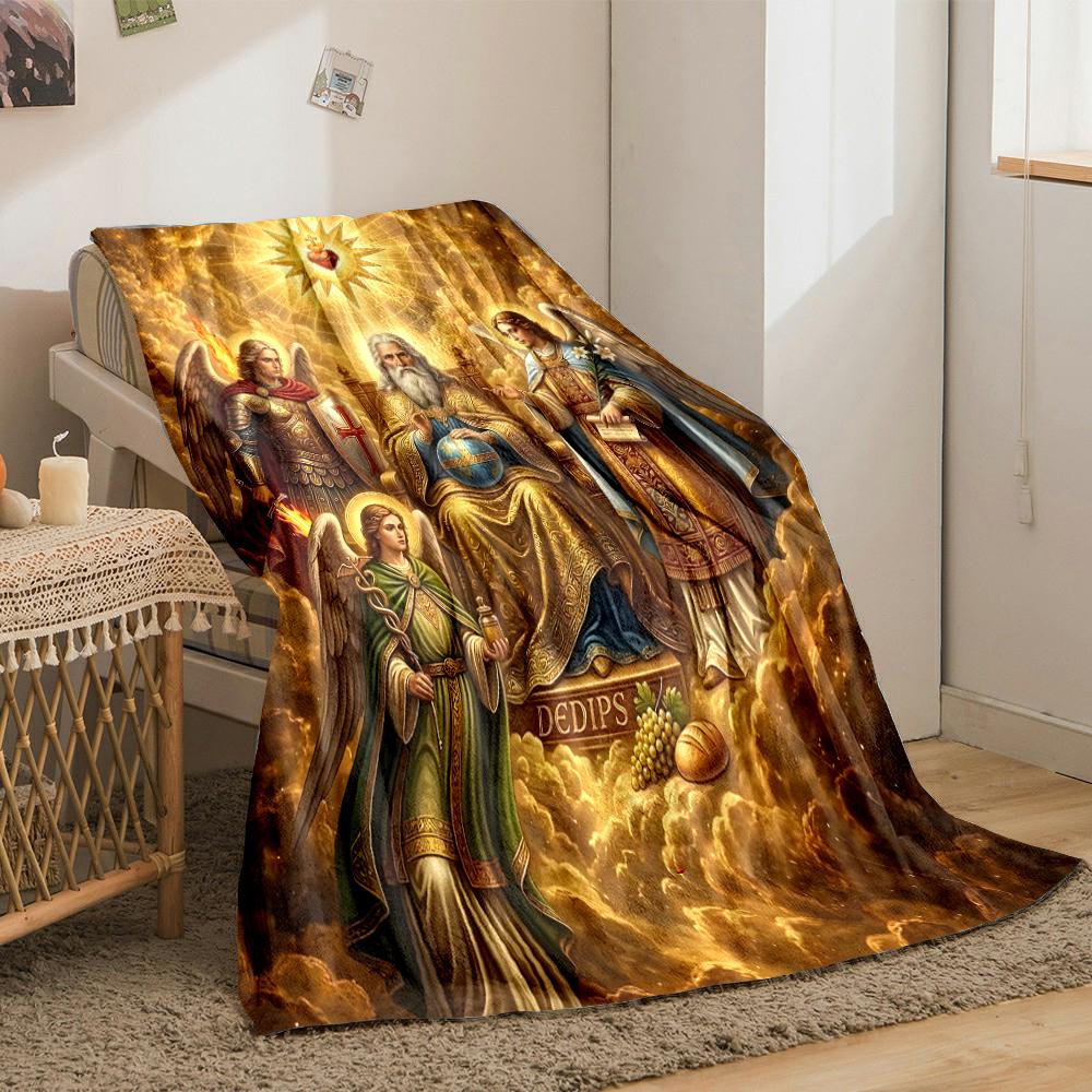 Heavenly Angels and Divine Figure BlanketFlannel blanket for bedroom, living room, sofa, and nap