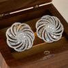 Exquisite Flower Pierced Earrings For Women  Color Brilliant Zirconia Accessories Whirlpool Shape Ear Studs Jewelry