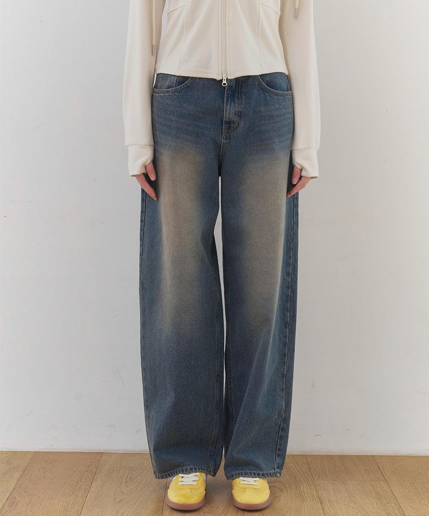 KOOLKITTEN [Straight Wide/Daily] Daily Straight Wide Denim Pants (Indigo)