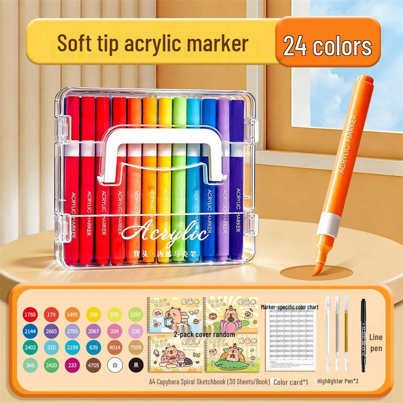 Opaque Multi-Color Acrylic Markers with Soft Tip, Waterproof for Students & Kids' Art, Kindergarten, Graffiti