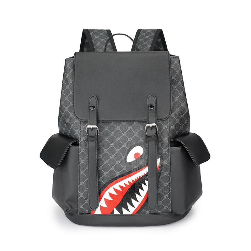 Neue koreanische Version Business-Rucksack Leder Große Kapazität Herren und Damen Trend karierter Rucksack Reisetasche Studenten-Computertasche