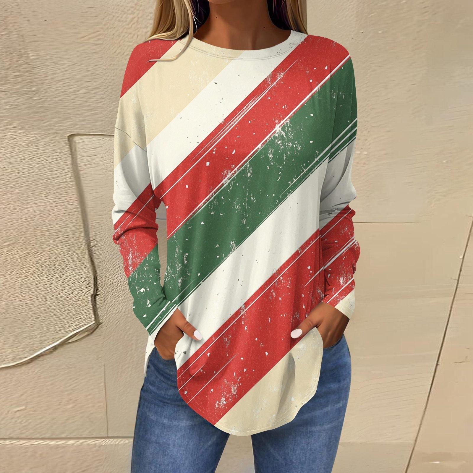 Женские свободные топы с круглым вырезом и капюшоном с длинными рукавами — фото 5