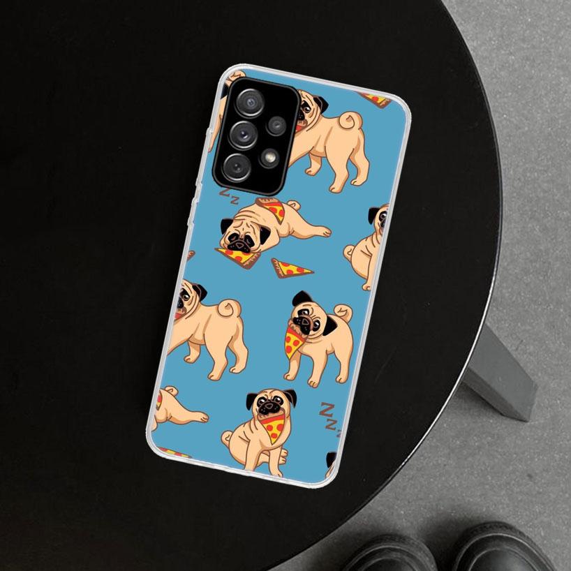 Cute Pug Dog Phone Case Cover For Samsung Galaxy A12 A22 A32 A52 A72 A02S A51 A50S A31 A20S A10S Note 20 Ultra 10 Plus Galaxy A5
