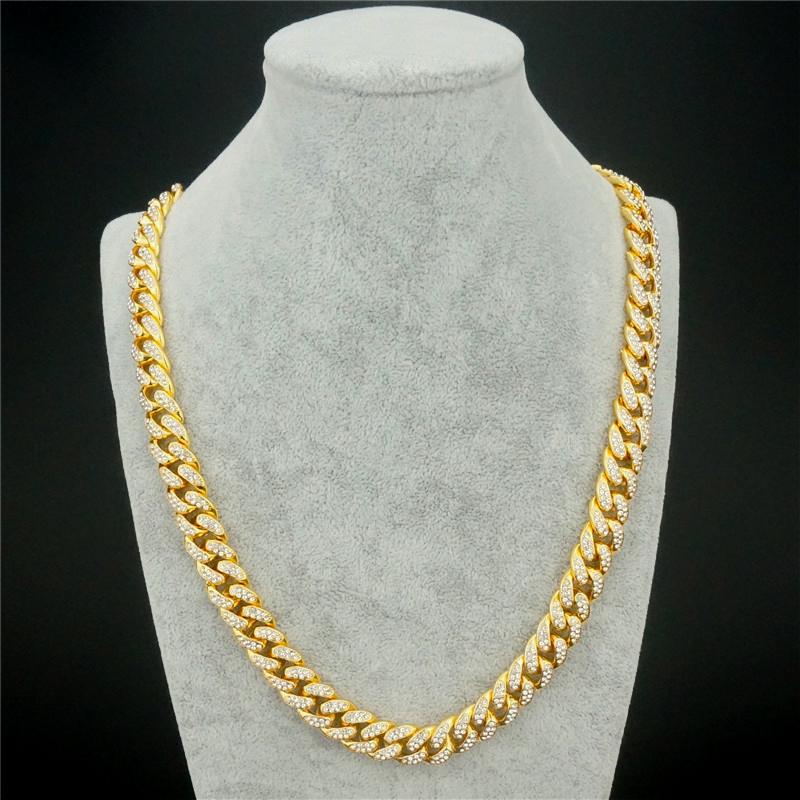 13MM AAA Rhinestone Iced Out Miami Cuban Link Chain Necklace For Men Women Chains Hip Hop Silver Color Jewelry On The Neck Gift