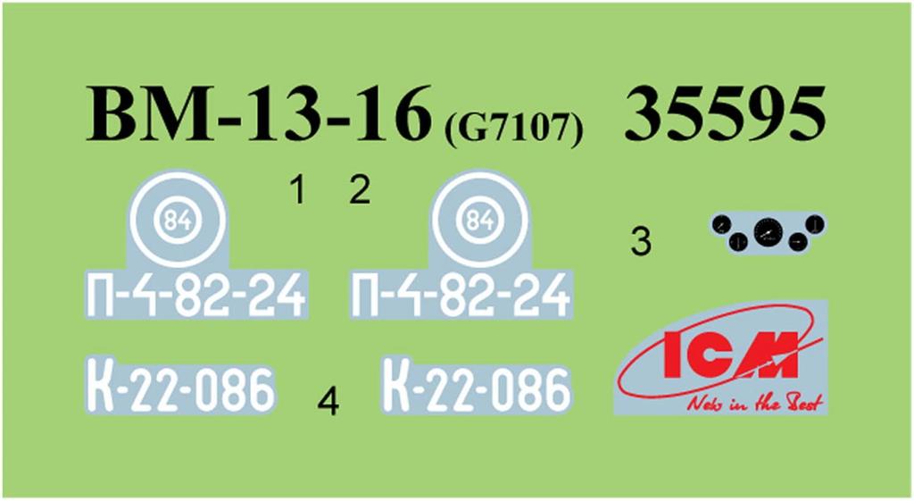 ICM 1/35 Scale Soviet Army BM-13-16 Multiple Rocket Launcher G7107 Body with Soviet Crew, Plastic Model Kit 35596, Molded In Color