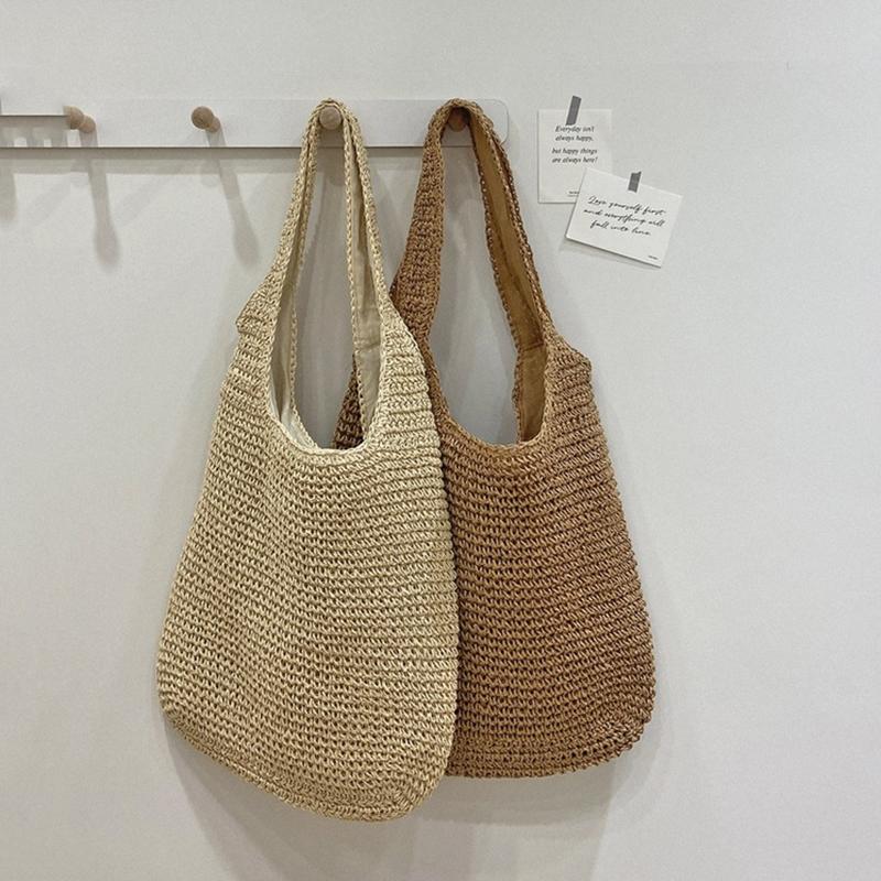 Yogodlns Weave Tote Bag Large Capacity Summer Beach Straw Handbag and Purse Female Bohemian Shoulder Bag for Women Ladies Travel Bag