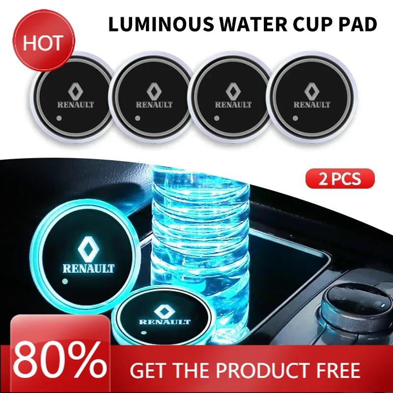 Hub Caps 7 Color LED Car Cup Holder Light Luminous Coaster Water Cup Pad For Renault DACIA Logan Scenic Loguna Kadjar Twingo Acc