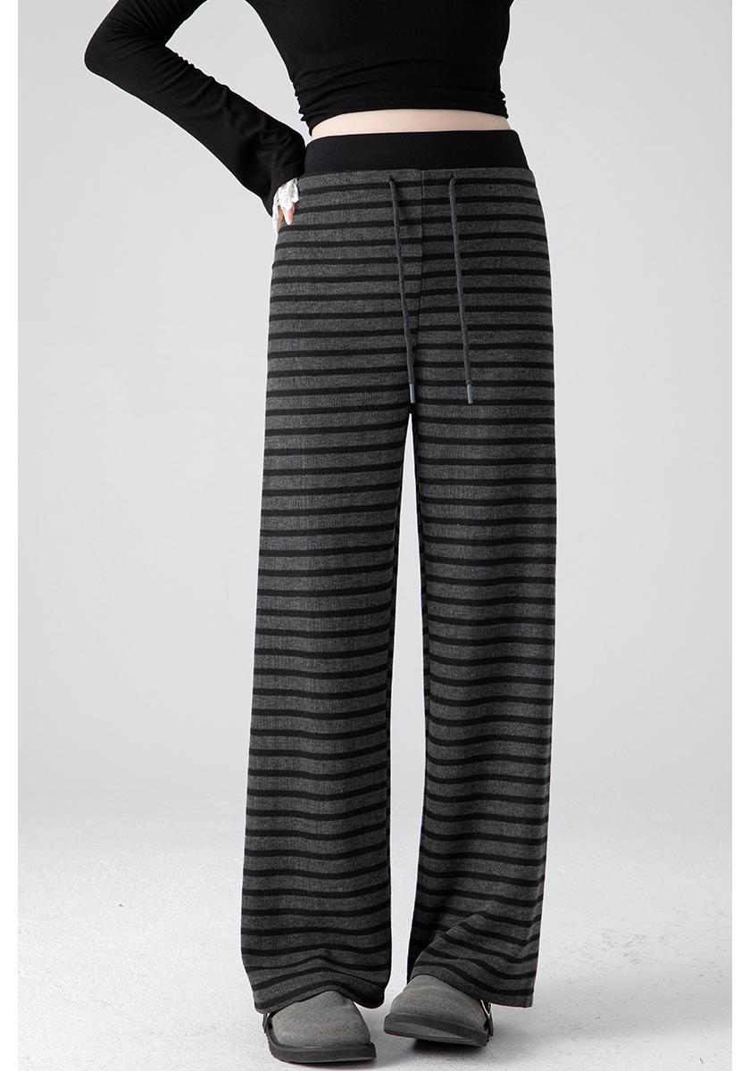 Maternity Wide-Leg Striped Drawstring Pants - Autumn/Winter 2026 Style M