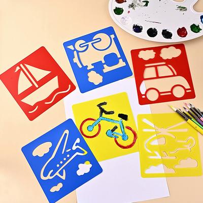 6PCS Hollow Out Painting Template Washable Reusable Plastic Graffiti Ruler DIY Paint Tool Creative Craft Drawing Accessories ZYF