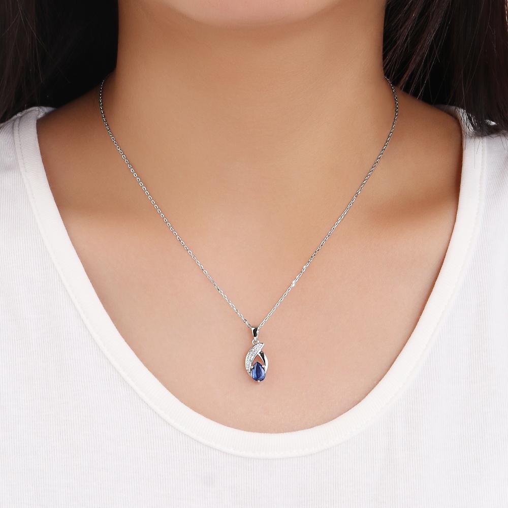 Gorgeous Natural Pear Kyanite Ring Earrings Necklace Set 925 Sterling Silver Real Gemstone Fine Jewelry for Women's Banquet Gift