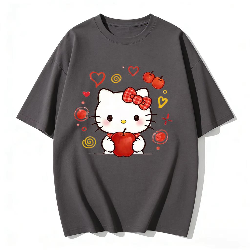 2026 Summer Hello Kitty Cartoon Pattern Printed ShortSleeved Cotton Womens TShirt Classic Fashion Top