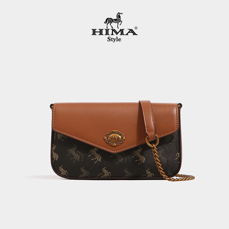 High-quality soft leather chain envelope bag, underarm bag, 2024 summer new trendy versatile shoulder and crossbody small square bag коричневый