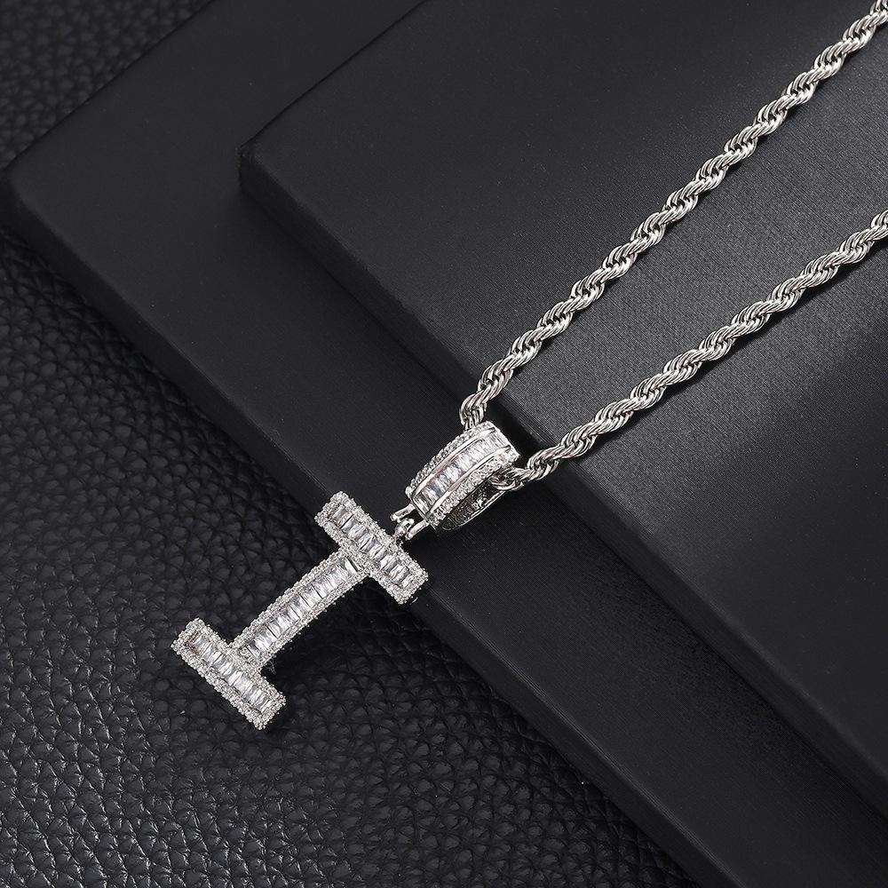 Hip Hop Letter Pendant Zircon Necklace Popular Instagram Personalized Accessory Niche Design Men's and Women's Pendant Necklace