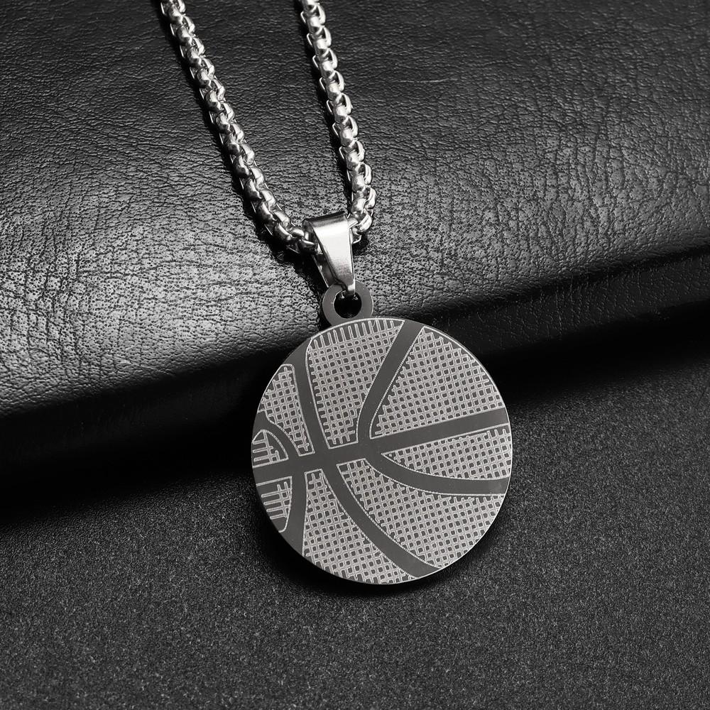 

Личность Мода Спорт Стиль Полностью из нержавеющей стали Баскетбол Мужское ожерелье Хип-хоп Панк Стиль Титановая сталь Подвеска Праздник серебряный