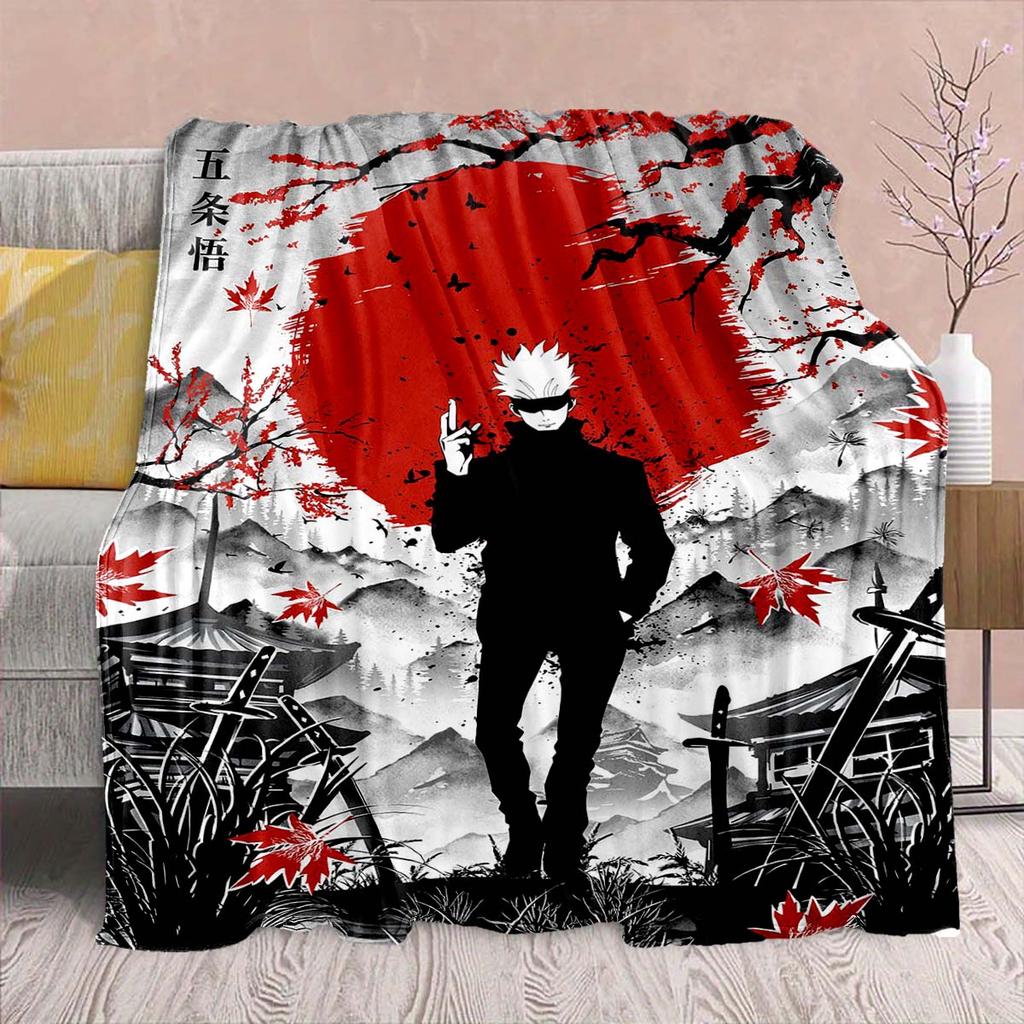 Jujutsu Kaisen Anime Flanelldecke - Weich Warm Perfekt für Sofa, Bettwäsche Camping Reise Büro Heimdekoration -QJY