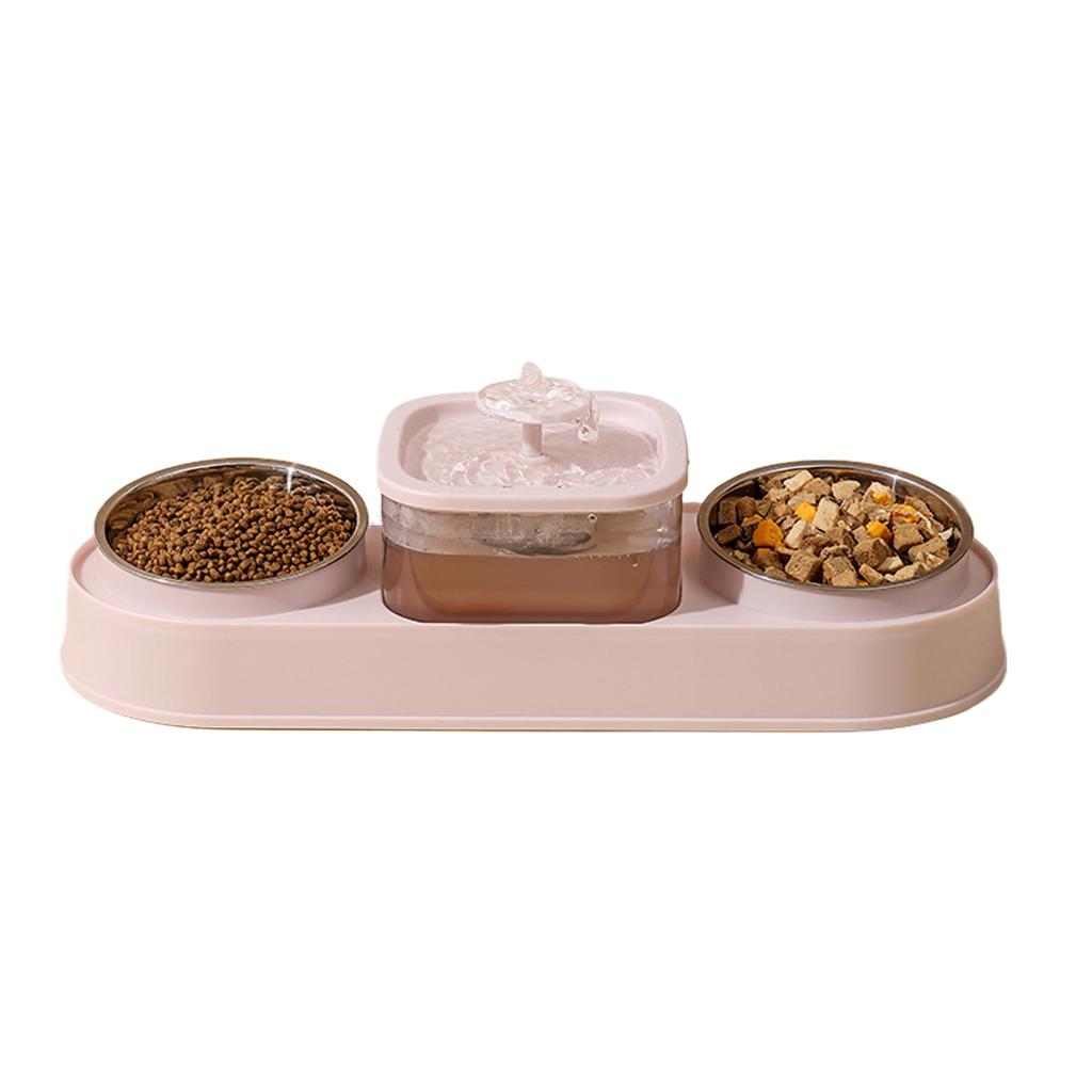Dog Feeding Double Bowl Elevating Cats Bowl Food Container for Dog with Automatic Water Fountain Pet Watering Supply