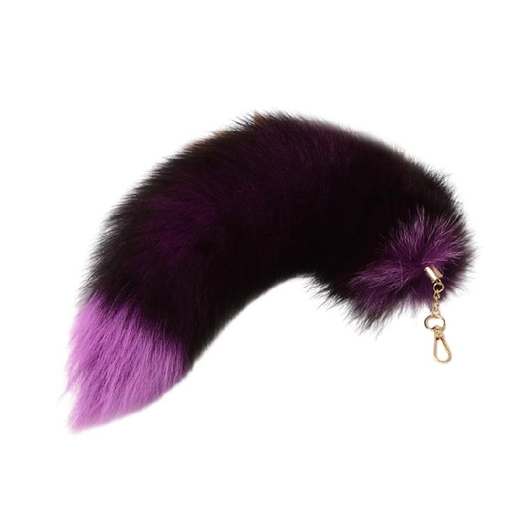 Gradient Foxes Furs Tail Pendant Keychain Keys Holder for Purse Bag Decoration